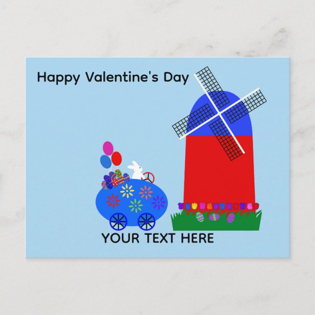 Cartão Postal Carro de Ovo Coelho dia de os namorados nº 4 (Frente)