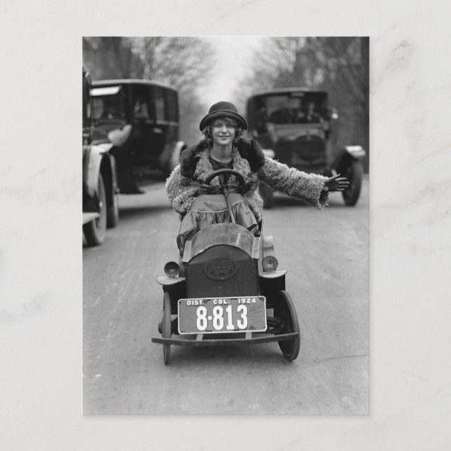 Cartão Postal Carro de pedal Flapper, 1924 (Frente)