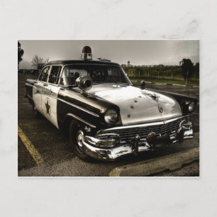 Cartão Postal Carro de Polícia Antigo