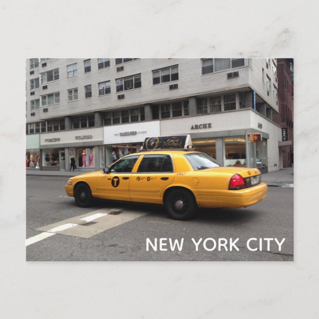 Cartão Postal Carro de táxi amarelo verificável Nova Iorque NYC (Frente)