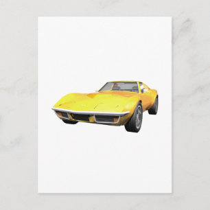 Cartão Postal Carro Esportivo Corvette 1970: Término Amarelo
