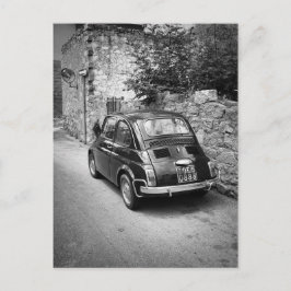 Cartão Postal Carro FIAT 500 em preto e branco