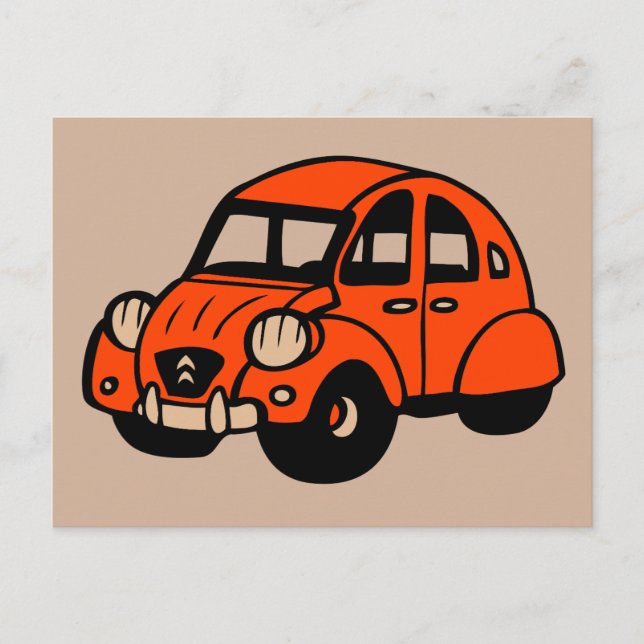 Cartão Postal carro francês vintage 2 cv (Frente)