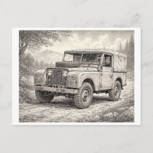Cartão Postal Carro Land Rover clássico, Colecionável