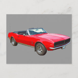 Cartão Postal Carro Muscular Camaro, convertível vermelho, 1967