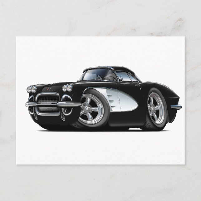 Cartão Postal Carro Preto Corvette 1961 (Frente)