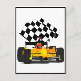 Cartão Postal Carro Race Amarelo com Sinalizador Verificado