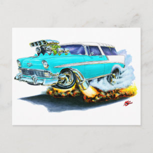 Cartão Postal Carro Turquesa Nomad de Chevy 1956
