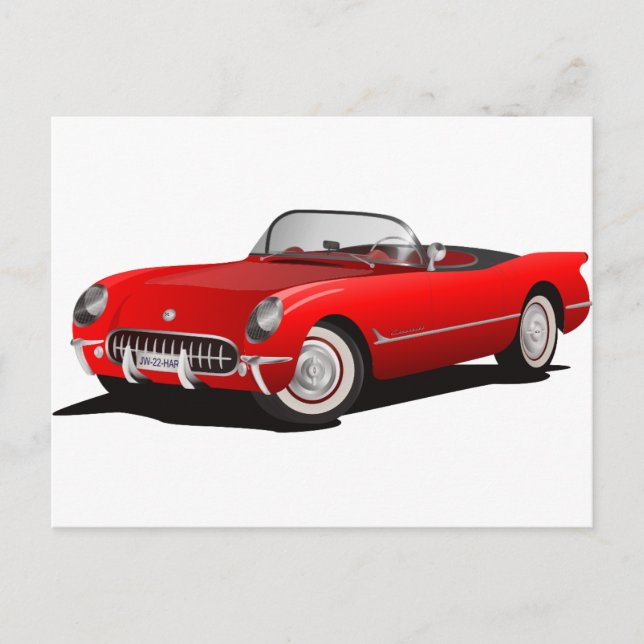 Cartão Postal carro vermelho clássico (Frente)