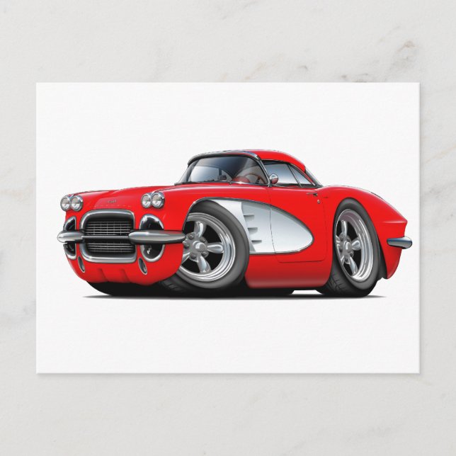 Cartão Postal Carro Vermelho Corvette 1961 (Frente)