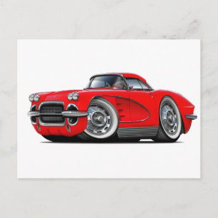 Cartão Postal Carro Vermelho Corvette 1962