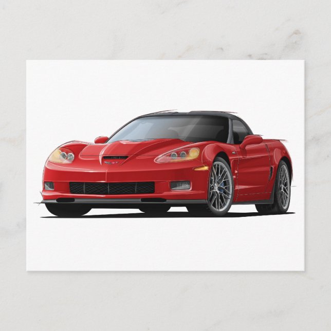 Cartão Postal Carro vermelho Corvette ZR1 (Frente)