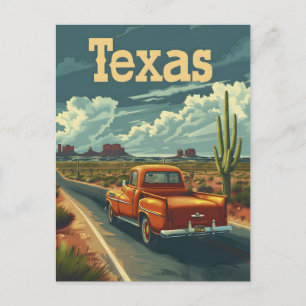 Cartão Postal Carro vintage do Deserto do Texas