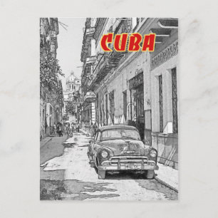 Cartão Postal Carro vintage na rua Havana