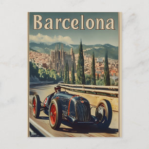 Cartão Postal Carro Vintage Racing em Barcelona