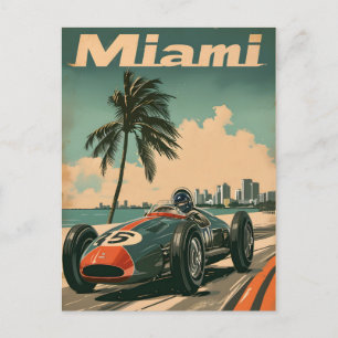 Cartão Postal Carro Vintage Racing em Miami