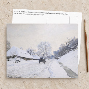 Cartão Postal Carroça na Estrada Nevada em Honfleur