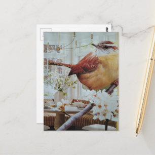 Cartão Postal Carroça na Sala de Estar Colagem Surrealista