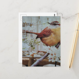 Cartão Postal Carroça na Sala de Jantar Colagem Surrealista
