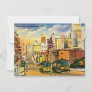 Cartão Postal Carros a cabo Vintage em San Francisco Hill