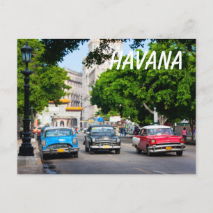 Cartão Postal Carros antigos na rua de Havana