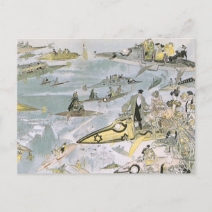 Cartão Postal Carros Futurísticos Ficção Científica Vintage, Tax