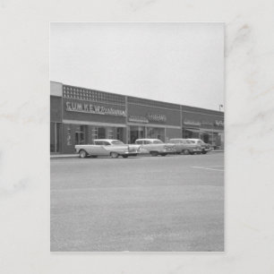 Cartão Postal Carros no estacionamento do centro de compro B&W