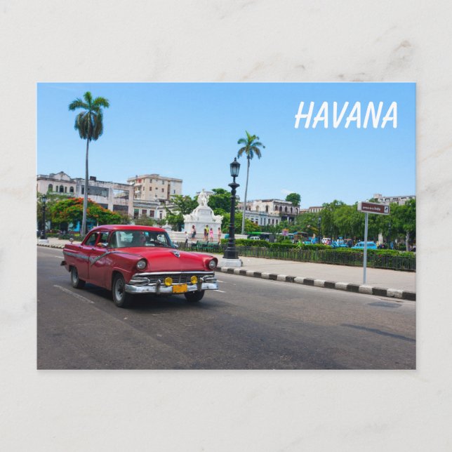 Cartão Postal Carros retrorreflectores na rua Havana (Frente)
