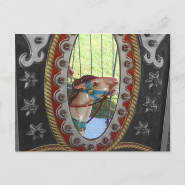 Cartão Postal Carrossel Horse no Cartão-Postal Preto Espelho (Frente)