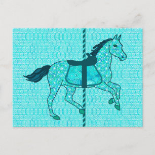 Cartão Postal Carrossel Horse - Turquesa e Aqua