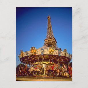 Cartão Postal Carrossel, Torre Eiffel, Paris, França