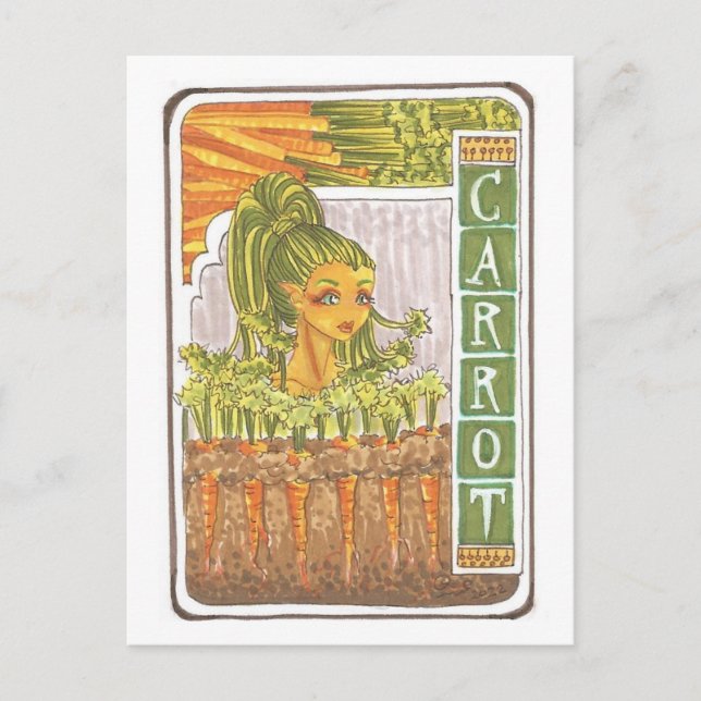 Cartão Postal Carrot Art nouveau Fairy Retrait Art Impressão (Frente)