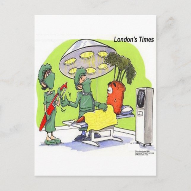 Cartão Postal Carrot Surgery Engraçado Cartografia Médica (Frente)