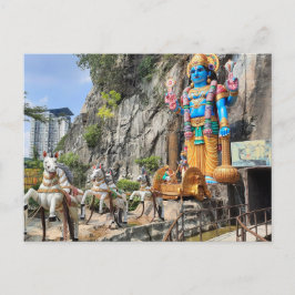 Cartão Postal Carruagem com estátua hindu na Caverna Ramayana