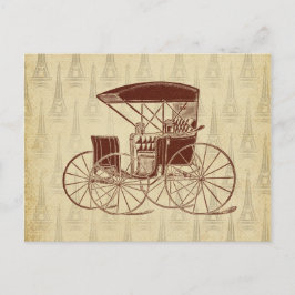 Cartão Postal Carruagem de Cavalo Vintage em Paris