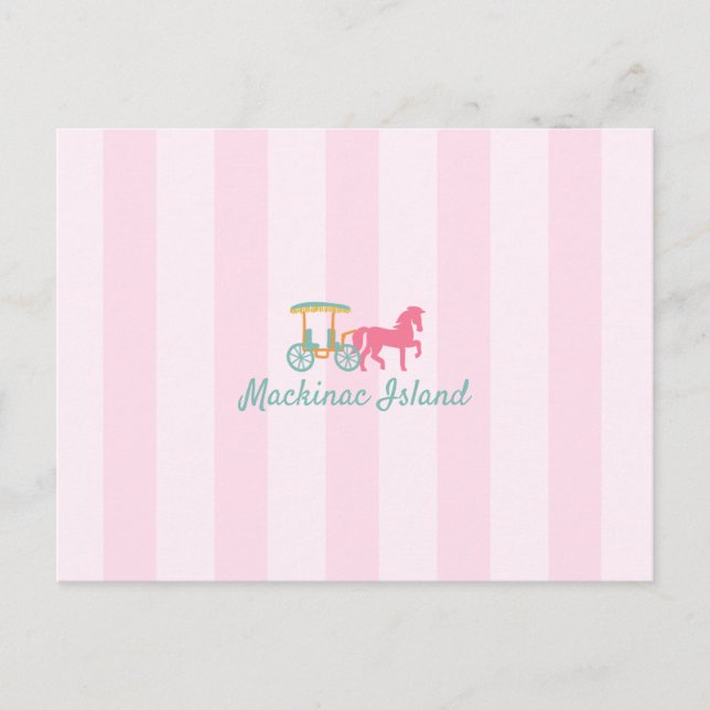 Cartão Postal Carruagem Desenhada do Cavalo da Ilha Mackinac (Frente)