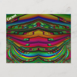 Cartão Postal CARSON ~ Padrão de Design Fractal 3D ~ Multicolor