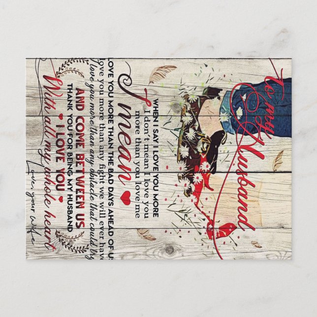 Cartão Postal Carta Ao Meu Marido | Citações De Amor Para Marido (Frente)