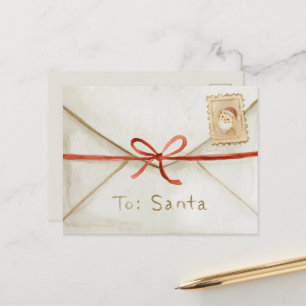 Cartão Postal Carta ao Papai Noel Listras Vermelhas e Brancas de