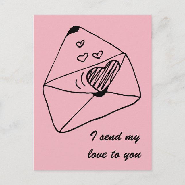 Cartão Postal Carta com amor | Estilo romântico (Frente)