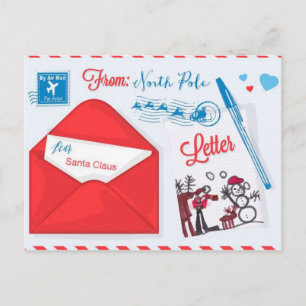 Cartão Postal Carta de Natal a Papai Noel