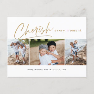 Cartão Postal Carta de Natal com três fotos para valorizar cada 