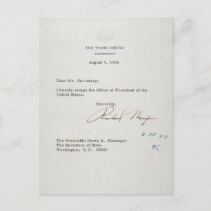 Cartão Postal Carta de Renúncia de Richard M. Nixon 1974