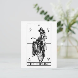 Cartão Postal Carta de Tarot de Ciclista Ilustração de Bicicleta
