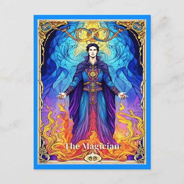 Cartão Postal Carta de Tarot O Mago (Frente)