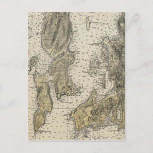 Cartão Postal Carta do Porto de Narragansett Bay Newport, RI de 