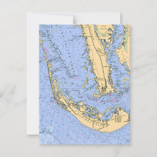 Cartão Postal Carta Náutica de Sanibel Captiva - Flórida em Post