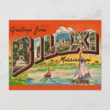 Carta Postal Antiga Cumprimentos Biloxi Miss