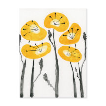 Carta Postal de Papoulas Amarelas Modernas Aquarel