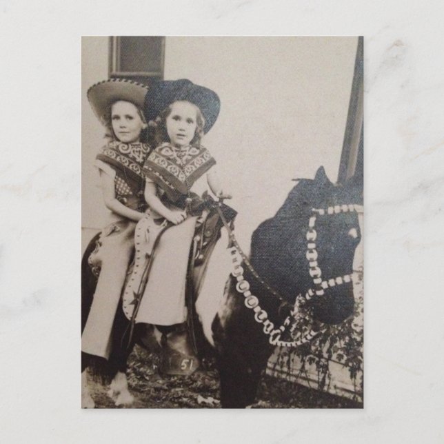 CARTÃO POSTAL CARTA POSTAL VAQUEIRAS ANTIGAS MENINAS EM PÔNEI (Frente)